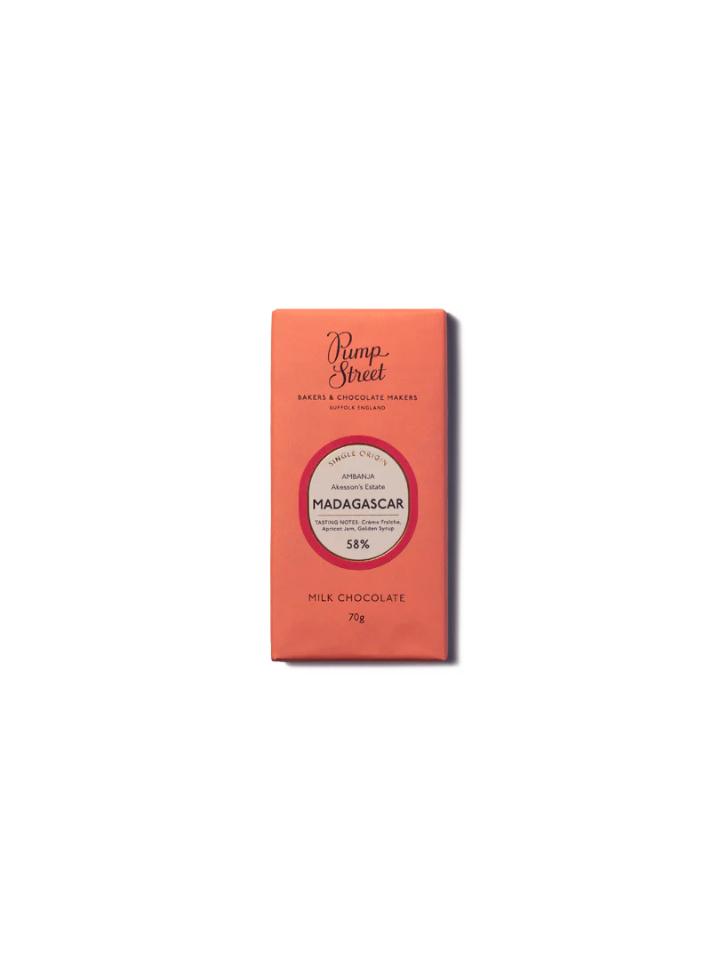 Pump Street Madagascar 58% milk chocolate.